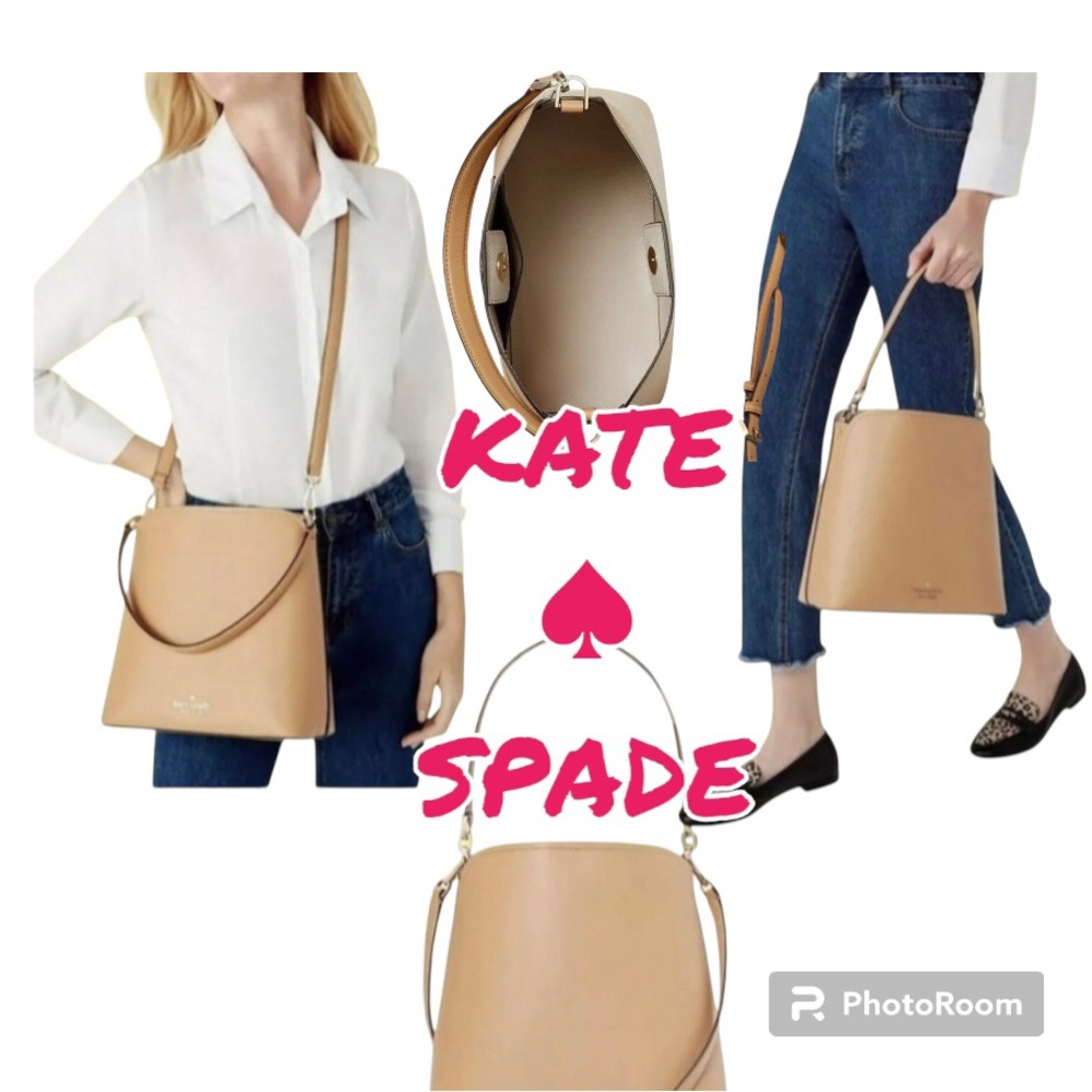 Kate Spade Handbag Classic Saddle ‘Darcy’ Leather Bucket/Crossbody NWOT